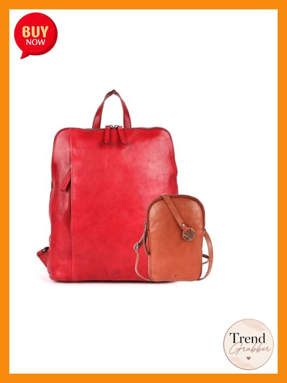 Genuine Leather Backpack & Crossbody Bag Set for Women Adjustable Straps